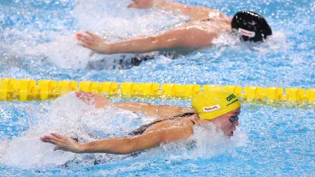 Alexandria Perkins competing at the World Aquatics Championships (25m).