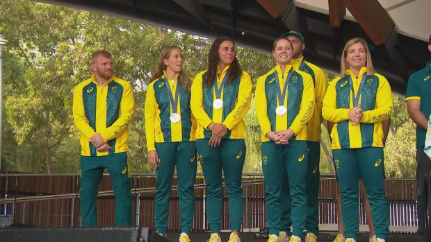 Athletes gather at Friday's meet and greet in Darling Harbour.