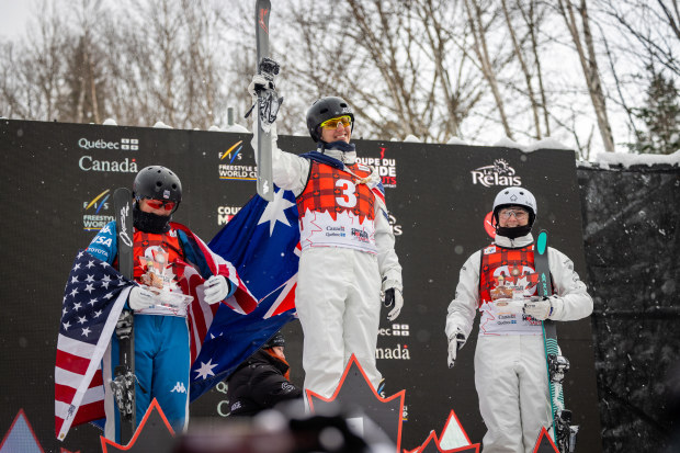 Laura Peel atop the podium in Canada.