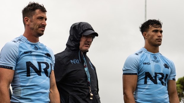 Jake Gordon, Dan McKellar and Joseph-Aukuso Suaalii of the Waratahs.