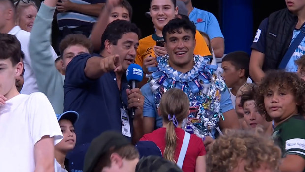 Morgan Turinui interviews Joseph-Aukuso Suaalii.