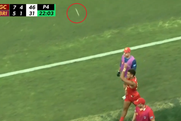 Lombard threw his mouthguard in anger after hurting his shoulder.