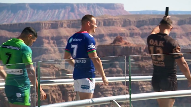 NRL stars on the Grand Canyon Skywalk.