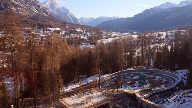 A picture of the Sliding Centre in Cortina, which will host bobsleigh, skeleton and luge competition in the 2026 Winter Olympics.