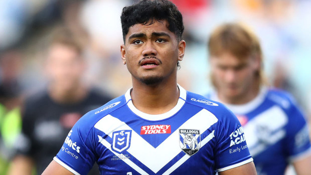 Karl Oloapu in action for the Canterbury Bulldogs during the 2023 NRL season