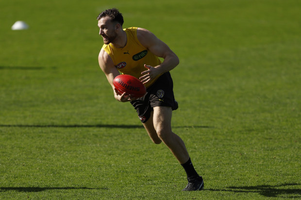 Noah Balta of the Tigers has been training during the pre season despite his suspension.