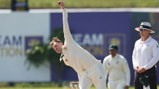 Matthew Kuhnemann of Australia bowls.