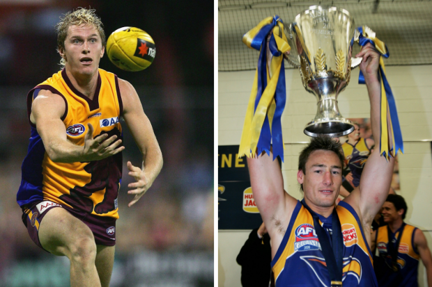 Former Brisbane Lion Troy Selwood (left) and ex-West Coast Eagle Adam Hunter.