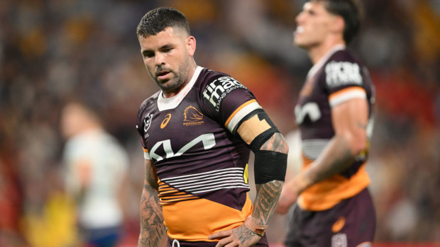 Adam Reynolds of the Broncos looks dejected.