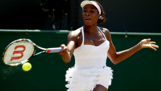 Venus Williams on Day Seven of the Wimbledon Lawn Tennis Championships at the All England Lawn Tennis and Croquet Club on June 28, 2010, in London, England.