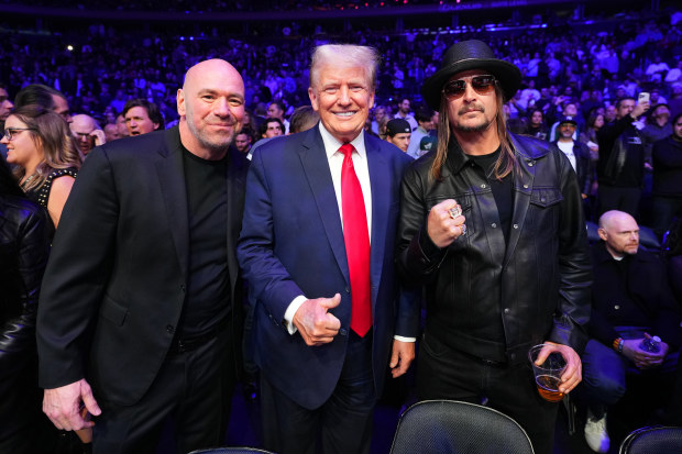 Donald Trump, Dana White and Kid Rock during UFC 295 at Madison Square Garden.
