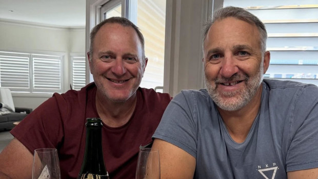 Sav Rocca (left) and Anthony celebrate Anthony's remission.