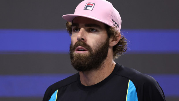 Reilly Opelka of the United States looks on during the Men's Singles Quarterfinals match against Tommy Paul of the United States during day five of the 2025 Dallas Open at The Ford Center at The Star on February 07, 2025 in Frisco, Texas. (Photo by Sam Hodde/Getty Images)