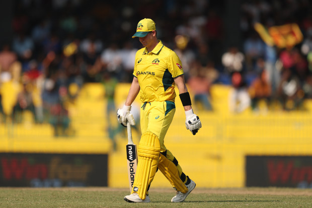Steve Smith of Australia walks off after he was dismissed.