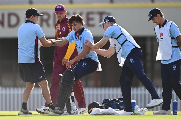 Sam Konstas battles cramps in Brisbane.