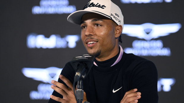 Danny List of Australia is interviewed prior to The Genesis Invitational 2025 at Torrey Pines Golf Course on February 12, 2025 in La Jolla, California. (Photo by Orlando Ramirez/Getty Images)