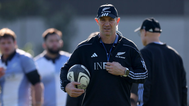 All Blacks assistant coach Leon MacDonald during a New Zealand training session.