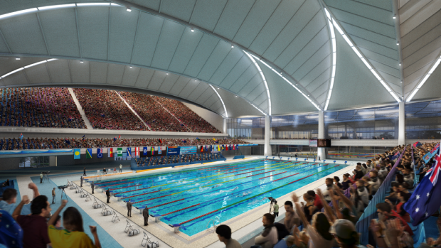 An inside view of how Swimming Australia and its allies want the proposed aquatic centre to look.