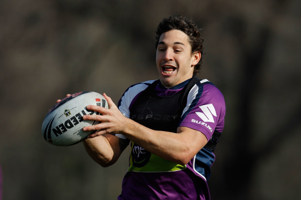 Billy Slater at a Storm training session in Melbourne in 2010.