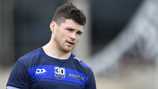 John Bateman of the Cowboys looks on during a North Queensland Cowboys NRL training session at Queensland Country Bank Stadium on January 14, 2025 in Townsville, Australia. (Photo by Ian Hitchcock/Getty Images)