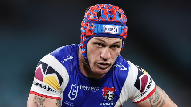 Kalyn Ponga of the Knights runs with the ball during the round 25 NRL match between South Sydney Rabbitohs and Newcastle Knights at Accor Stadium, on August 24, 2024, in Sydney, Australia. (Photo by Matt King/Getty Images)