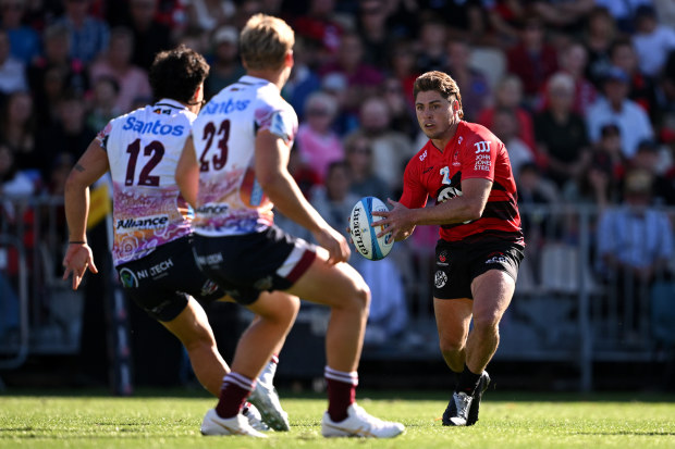 James O'Connor of the Crusaders making a charge.