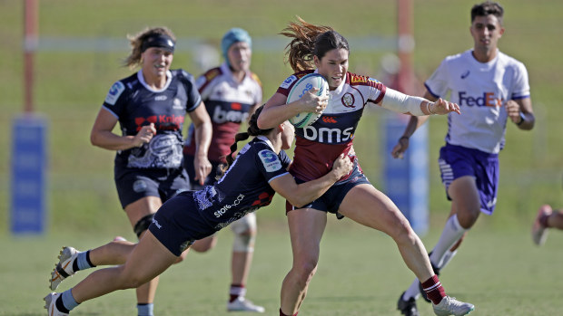 Charlotte Caslick of the Reds in action during the round three Super Rugby Women's match.
