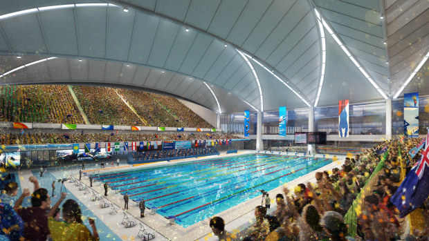 An inside look at the national aquatic centre, according to an artist's impression.