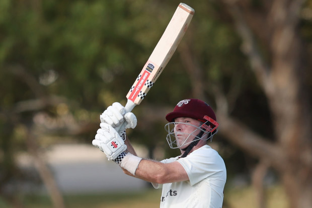 Jimmy Peirson of Queensland enjoying a brilliant innings of 128.