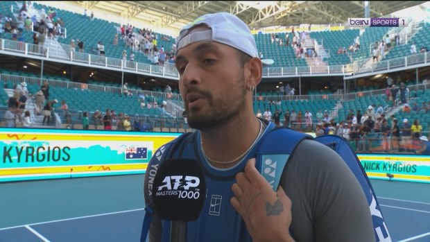 Nick Kyrgios shares his thoughts after his win in Miami.