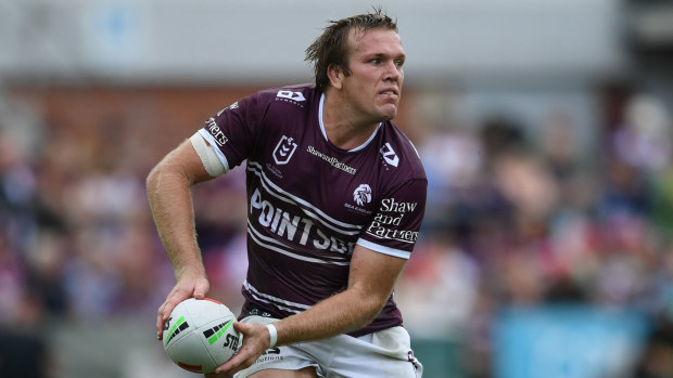 Jake Trbojevic in action for the Sea Eagles against the Roosters at Brookvale Oval in round two.