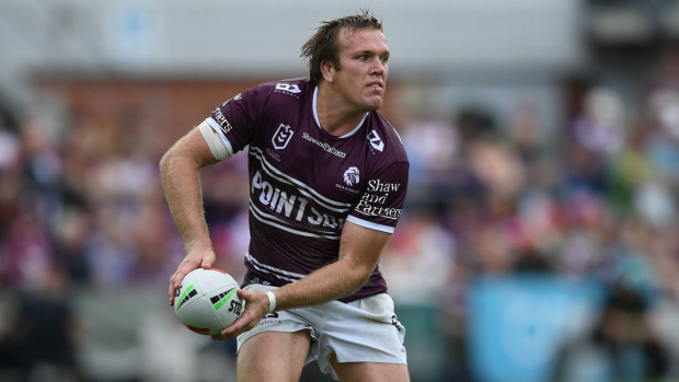 Jake Trbojevic in action for the Sea Eagles against the Roosters at Brookvale Oval in round two.