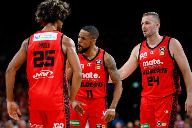 Bryce Cotton celebrating after a play during the NBL Seeding Qualifier against South East Melbourne Phoenix.