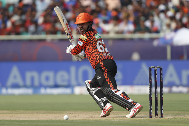 Travis Head in action during the IPL match.