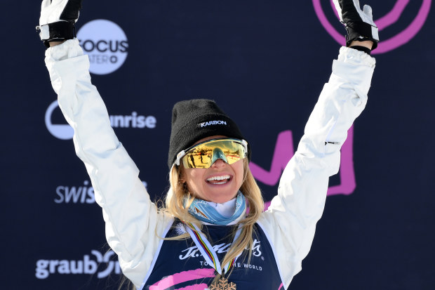 Danielle Scott celebrates winning bronze.