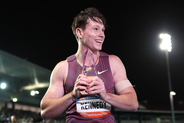 A joyful Lachlan Kennedy celebrates his victory.