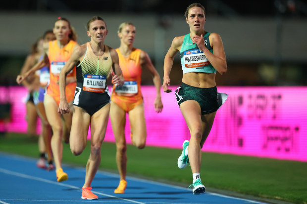 Claudia Hollingsworth triumphs in the women's 1500m.