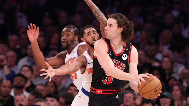 Josh Giddey of the Chicago Bulls in action against the New York Knicks.