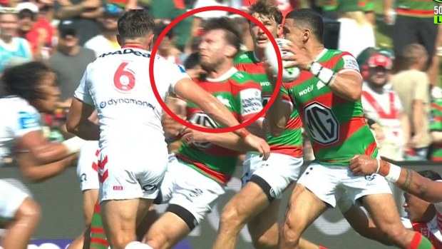 Val Holmes tackles Jai Arrow off the ball.