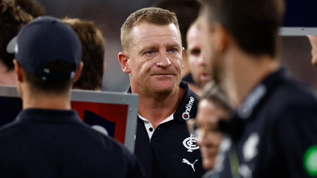 Michael Voss looks on against the Western Bulldogs.
