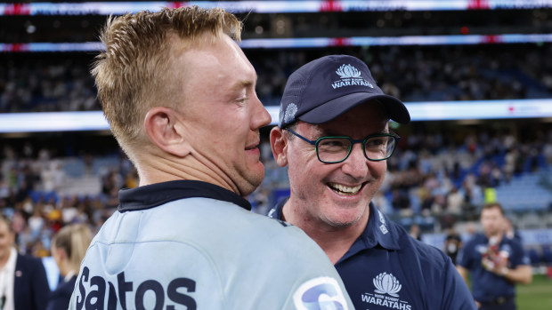 Dan McKellar shares a moment with Hugh Sinclair.