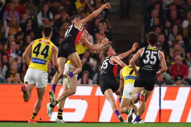 Rhyan Mansell pushes Liam O'Connell.