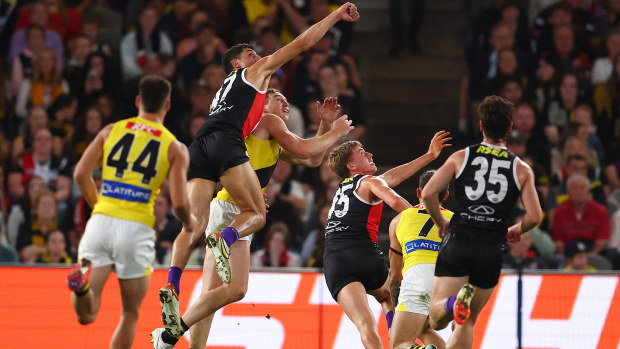 Rhyan Mansell pushes Liam O'Connell.