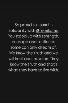 Remi Kamo reshared Donnell Wallam's story on her Instagram account.