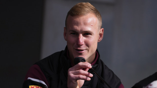 Daly Cherry-Evans speaks during a State of Origin media opportunity at Federation Square on June 25, 2024, in Melbourne, Australia. (Photo by Daniel Pockett/Getty Images)