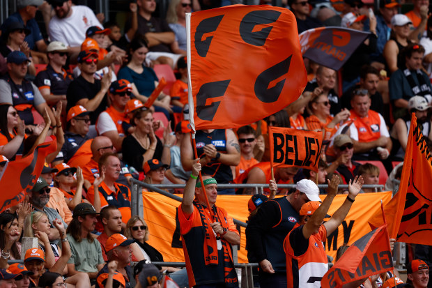GWS Giants fans during the club's Opening Round game against Collingwood.