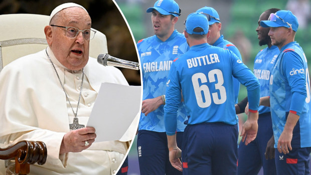 Pope Francis and the English cricket team.