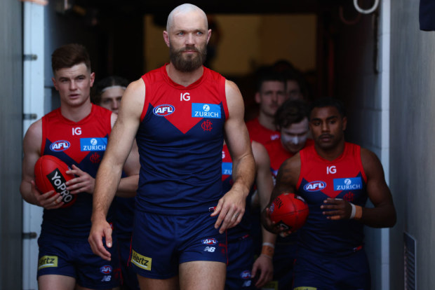 Max Gawn leads the Demons.