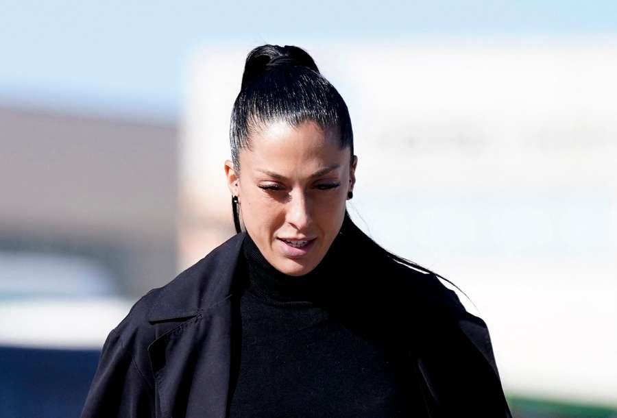 Jenni Hermoso leaving the court in February