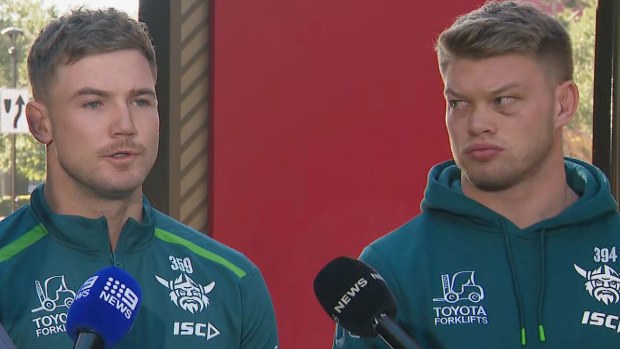 Hudson Young and Morgan Smithies apologies in Las Vegas.